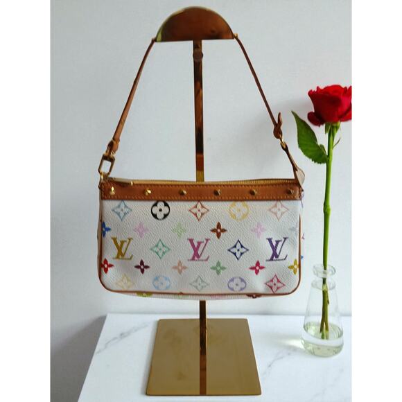 Authentic Louis Vuitton Pochette Multicolor Murakami Top Handle Bag MSRP: $2,700 - Picture 2 of 13